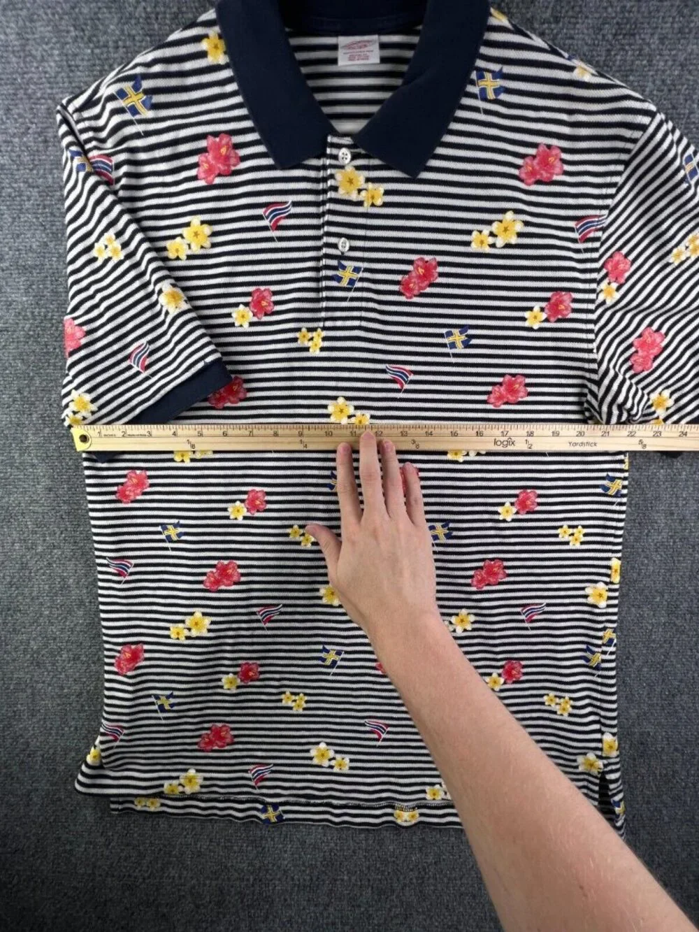 Brooks Brothers Floral Flags Short Sleeve Polo Shirt Striped Large Original Fit - Picture 5 of 15
